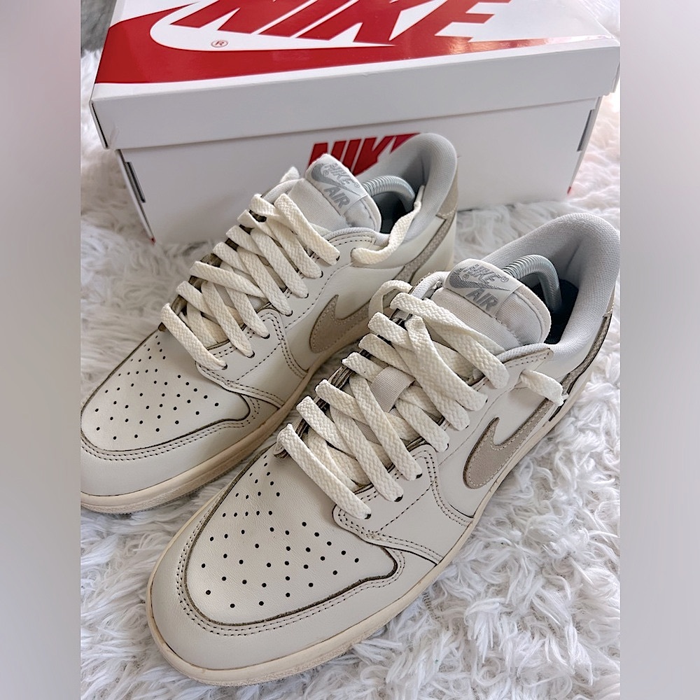 Air Jordan 1 Low '85 OG Custom Vintage ‘Neutral Grey' Sneakers, Size 10 - Picture 7 of 16